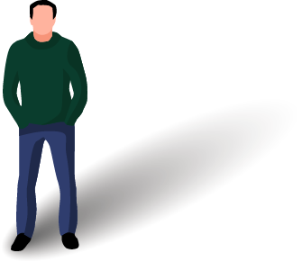 正面を向いて立つ男性のイラスト